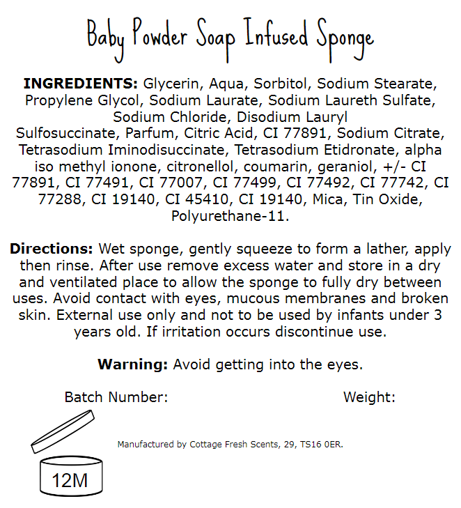 Baby Powder Soap Infused Exfoliating Massage Sponge - Soap Sponge - Cottage Fresh Scents