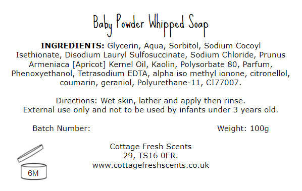 Baby Powder Whipped Soap - Whipped Soap - Cottage Fresh Scents