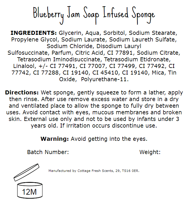 Blueberry Jam Soap Infused Exfoliating Massage Sponge - Soap Sponge - Cottage Fresh Scents