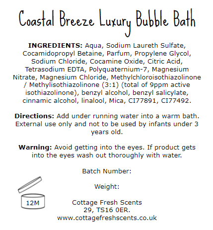 Coastal Breeze Luxury Bubble Bath - Bubble Bath - Cottage Fresh Scents