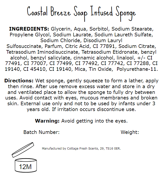 Coastal Breeze Soap Infused Exfoliating Massage Sponge - Soap Sponge - Cottage Fresh Scents