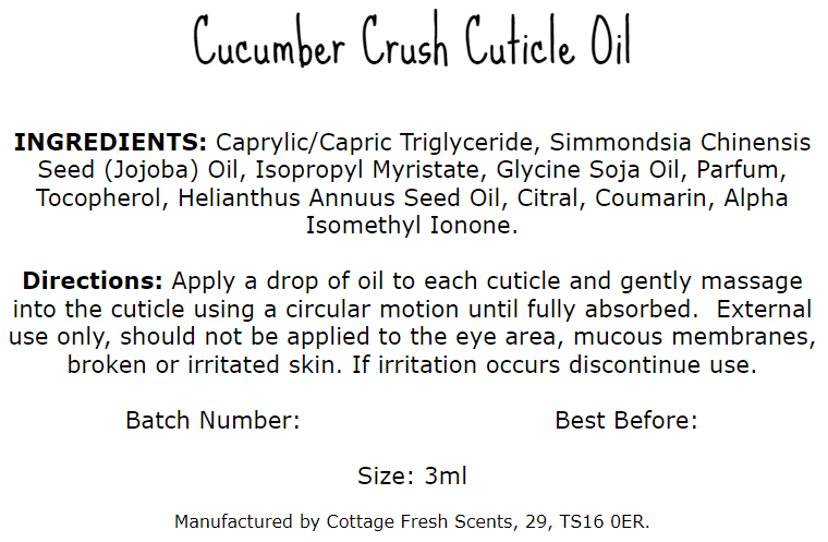 Cucumber Crush Cuticle Oil - Cuticle Oil - Cottage Fresh Scents