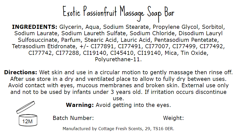 Exotic Passionfruit Massage Soap Bar - Massage Soap Bar - Cottage Fresh Scents