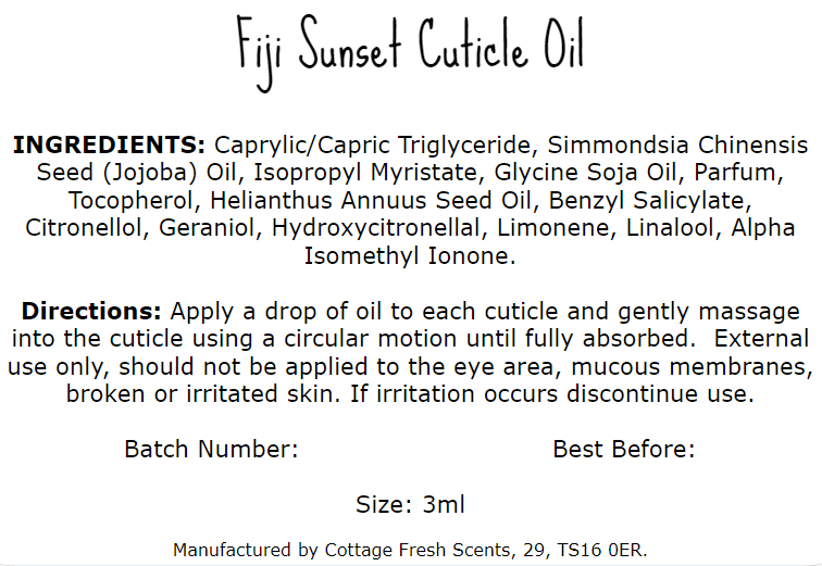 Fiji Sunset Cuticle Oil - Cuticle Oil - Cottage Fresh Scents
