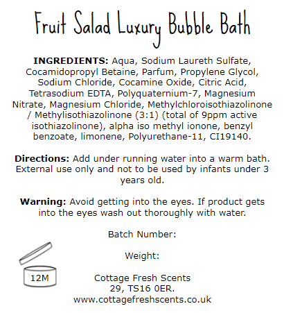 Fruit Salad Luxury Bubble Bath - Bubble Bath - Cottage Fresh Scents