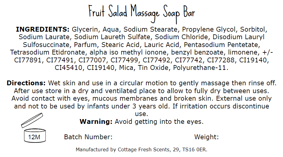 Fruit Salad Massage Soap Bar - Massage Soap Bar - Cottage Fresh Scents