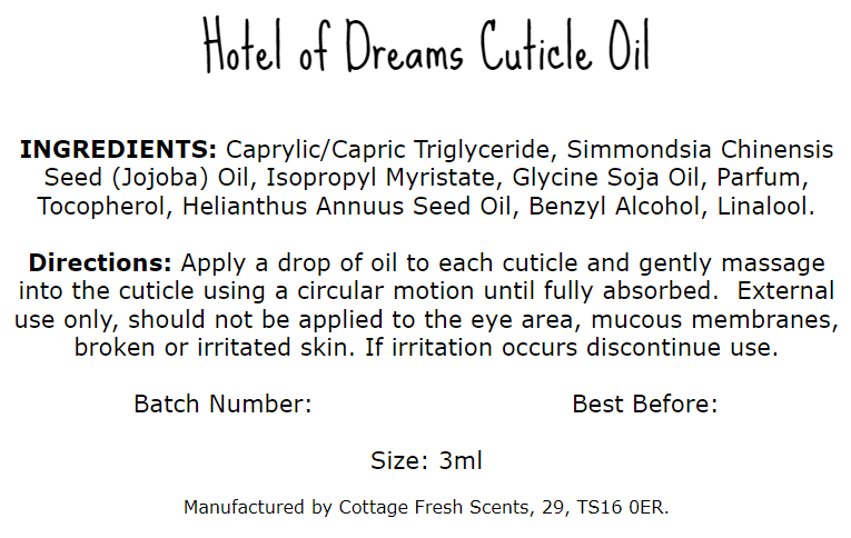 Hotel of Dreams Cuticle Oil - Cuticle Oil - Cottage Fresh Scents