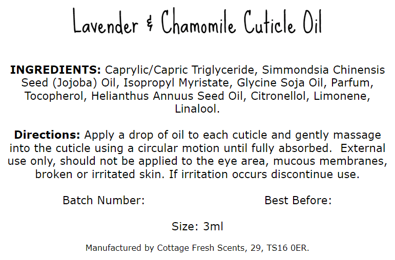 Lavender & Chamomile Cuticle Oil - Cuticle Oil - Cottage Fresh Scents