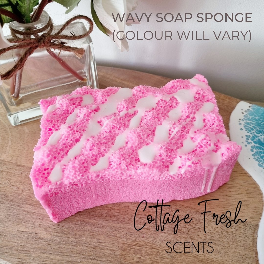 LIMITED EDITION - Wavy Soap Infused Exfoliating Massage Sponge - Soap Sponge - Cottage Fresh Scents