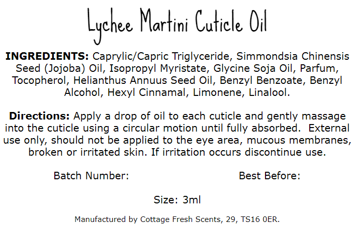Lychee Martini Cuticle Oil - Cuticle Oil - Cottage Fresh Scents