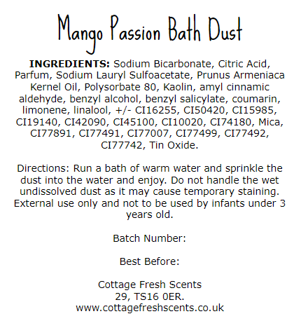 Mango Passion Bath Bomb Dust - Bath Bombs - Cottage Fresh Scents