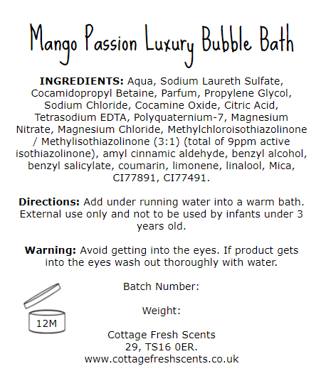 Mango Passion Luxury Bubble Bath - Bubble Bath - Cottage Fresh Scents