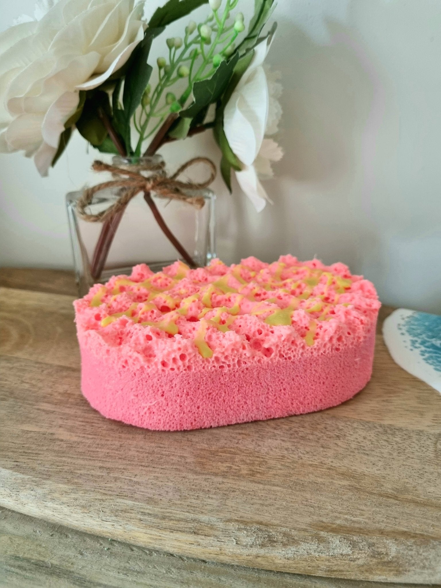 Pink Grapefruit Soap Infused Exfoliating Massage Sponge - Soap Sponge - Cottage Fresh Scents