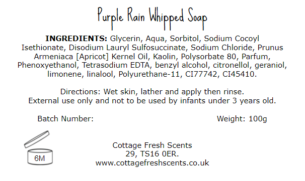 Purple Rain Whipped Soap - Whipped Soap - Cottage Fresh Scents