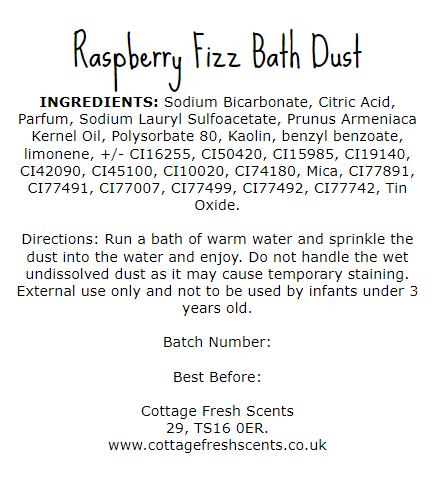 Raspberry Fizz Bath Bomb Dust - Bath Bombs - Cottage Fresh Scents