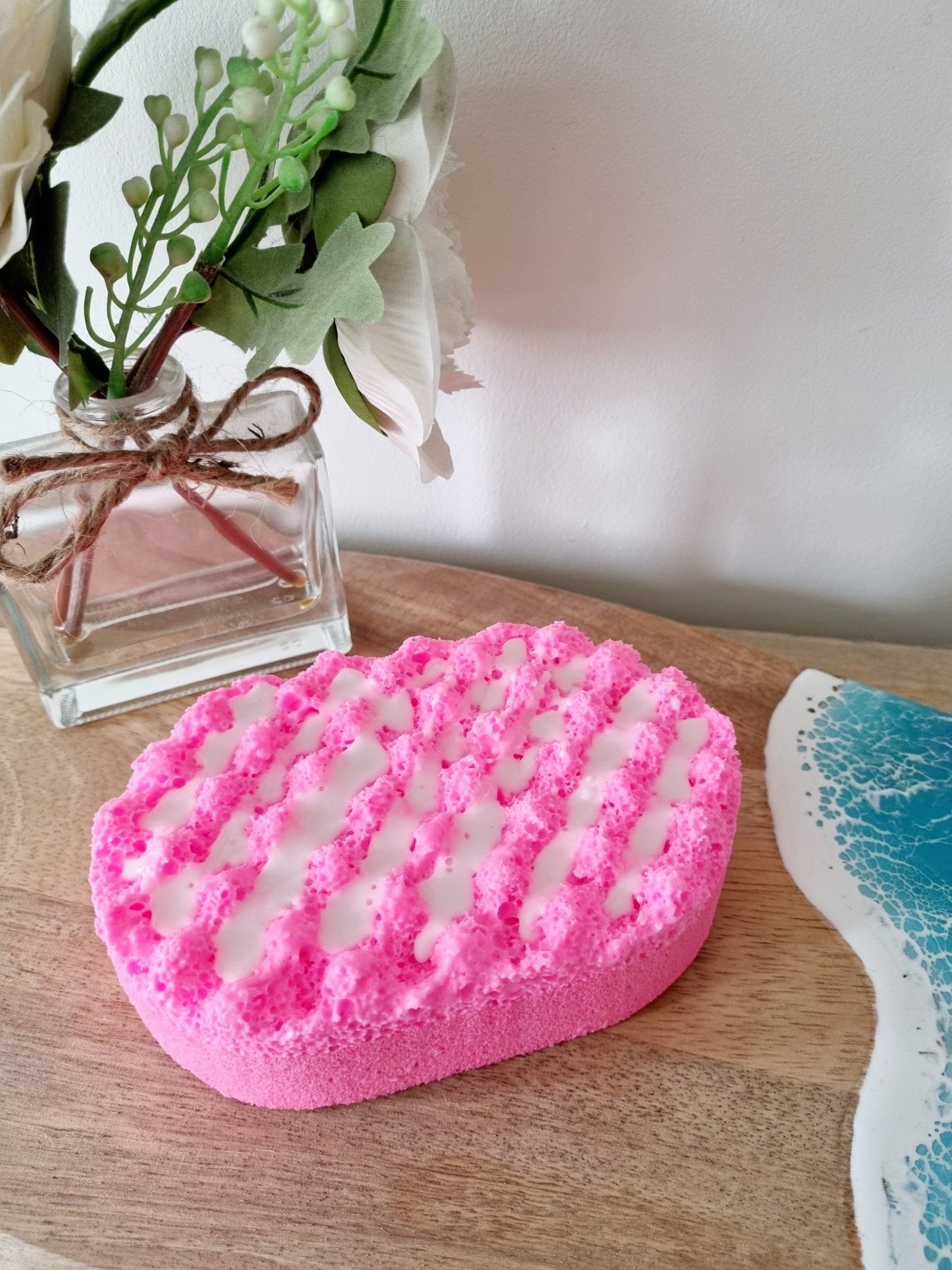 Raspberry Fizz Soap Infused Exfoliating Massage Sponge - Soap Sponge - Cottage Fresh Scents