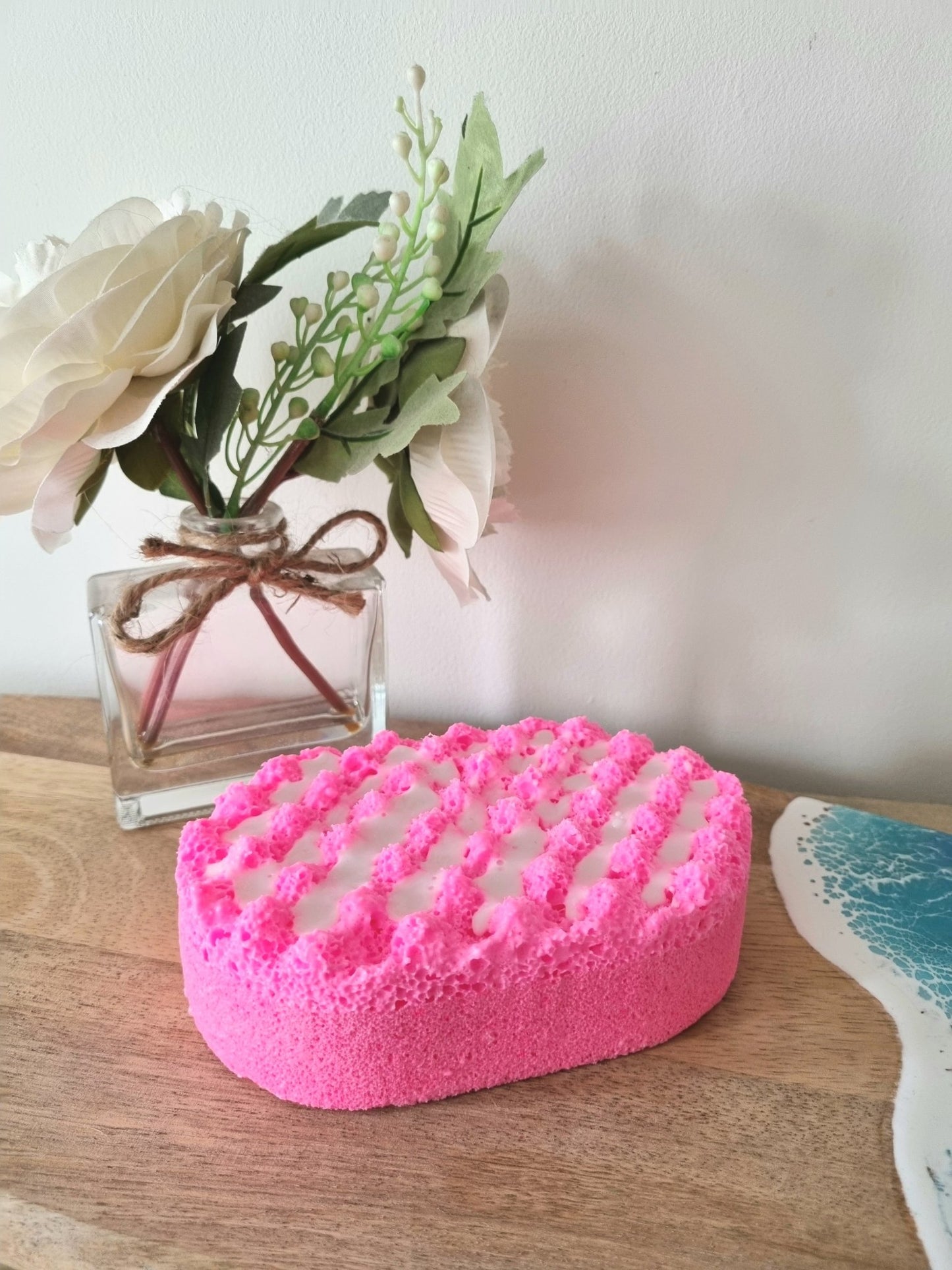 Raspberry Fizz Soap Infused Exfoliating Massage Sponge - Soap Sponge - Cottage Fresh Scents