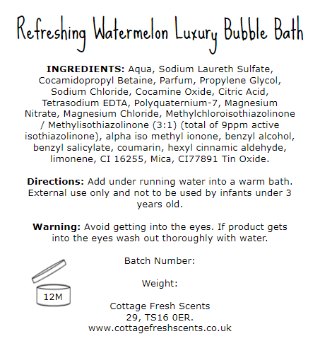 Refreshing Watermelon Luxury Bubble Bath - Bubble Bath - Cottage Fresh Scents