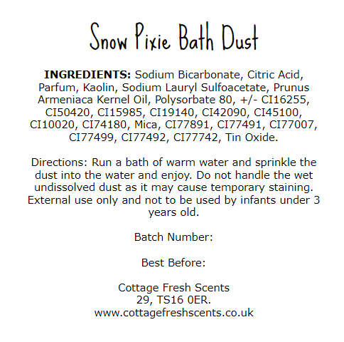 Snow Pixie Bath Bomb Dust - Bath Bombs - Cottage Fresh Scents