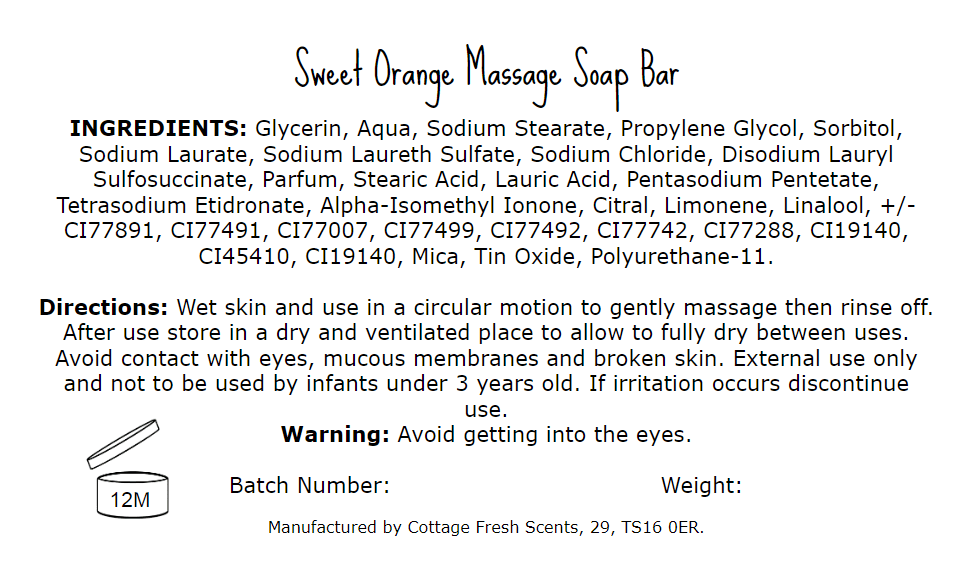 Sweet Orange Massage Soap Bar - Massage Soap Bar - Cottage Fresh Scents