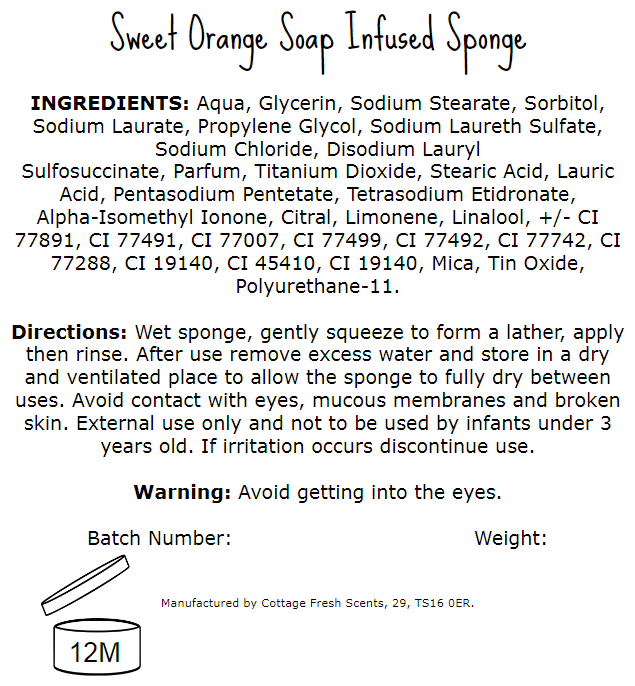Sweet Orange Soap Infused Exfoliating Massage Sponge - Soap Sponge - Cottage Fresh Scents