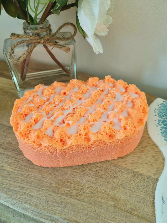 Sweet Orange Soap Infused Exfoliating Massage Sponge - Soap Sponge - Cottage Fresh Scents