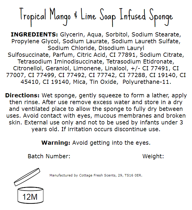 Tropical Mango & Lime Soap Infused Exfoliating Massage Sponge - Soap Sponge - Cottage Fresh Scents