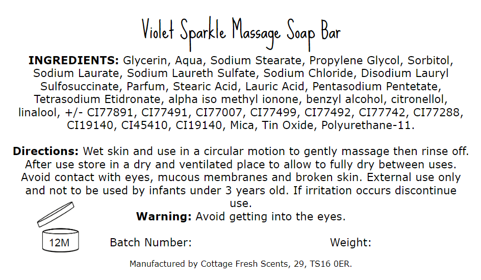 Violet Sparkle Massage Soap Bar - Massage Soap Bar - Cottage Fresh Scents