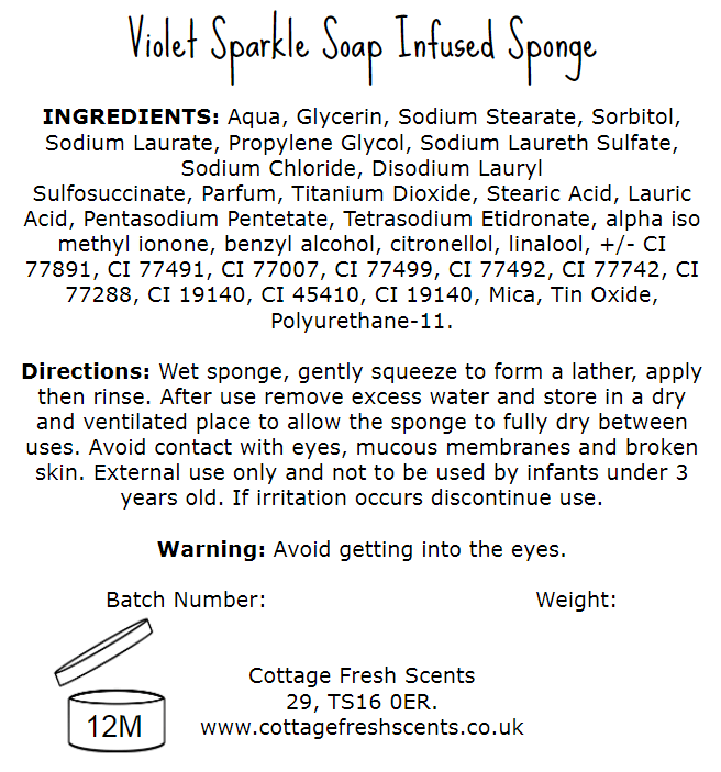 Violet Sparkle Soap Infused Exfoliating Massage Sponge - Soap Sponge - Cottage Fresh Scents
