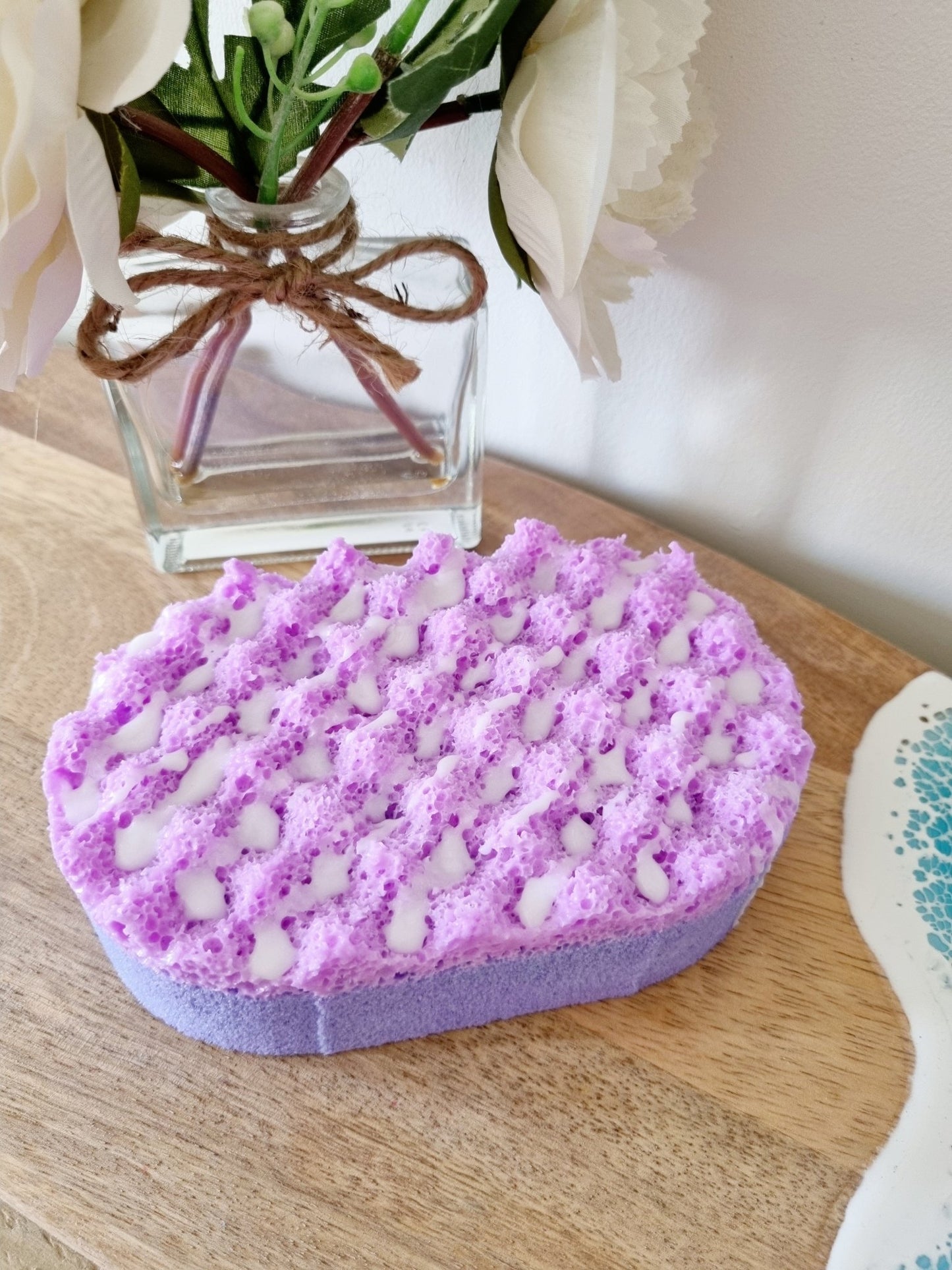 Violet Sparkle Soap Infused Exfoliating Massage Sponge - Soap Sponge - Cottage Fresh Scents